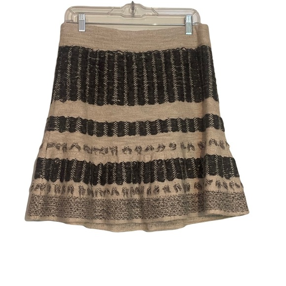 Anthropologie Sparrow Striped Black and Tan Women's Skirt size LP - Picture 1 of 4